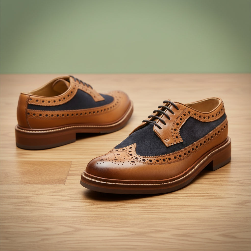 Tan Navy Suede