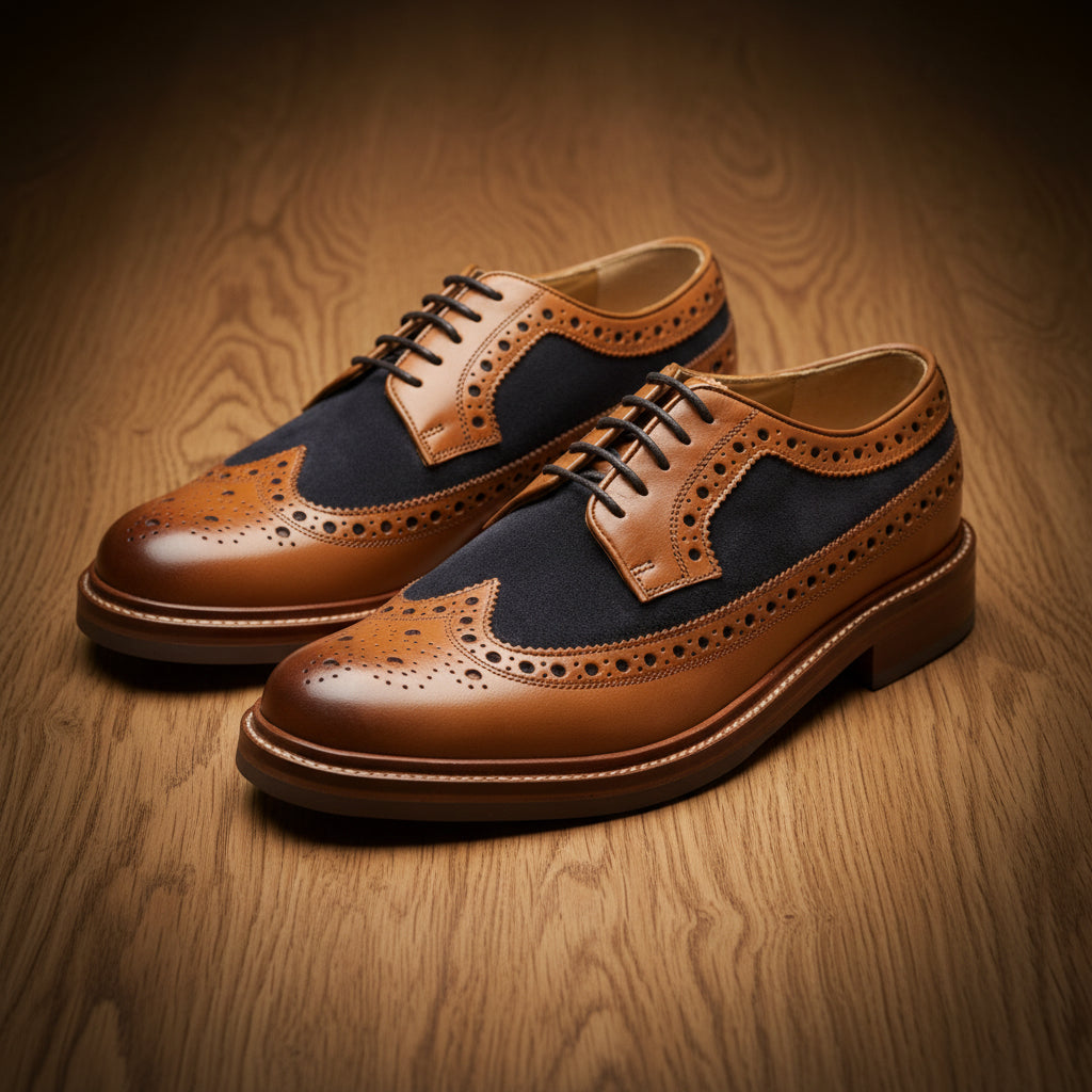 Tan Navy Suede